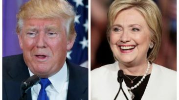 A combination photo shows Republican U.S. presidential candidate Donald Trump (L) in Palm Beach, Florida and Democratic U.S. presidential candidate Hillary Clinton (R) in Miami, Florida at their respective Super Tuesday primaries campaign events on March 1, 2016. REUTERS/Scott Audette (L), Javier Galeano (R)